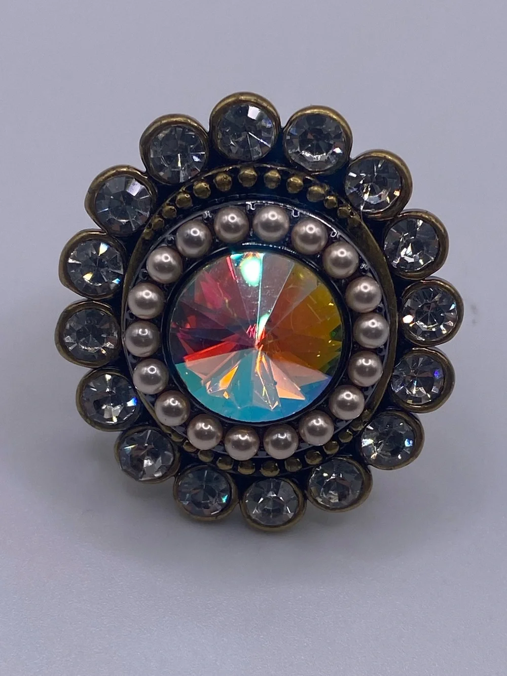 Kurt Geiger OCTAVIA RING Brass Crystal Size 7